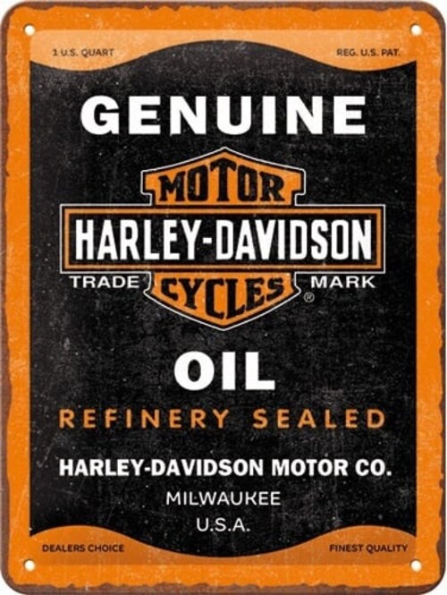 Tin Sign 15 x 20cm Harley-Davidson - Genuine Oil