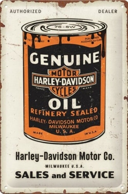 Tin Sign 20 x 30cm Harley-Davidson - Genuine Oil Can