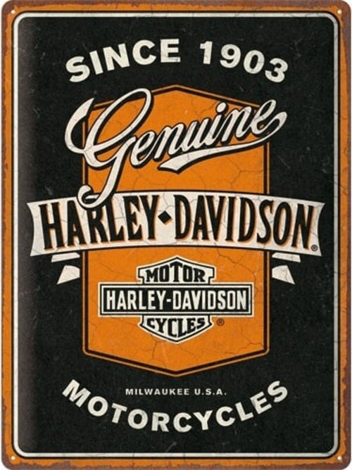 Tin Sign 30 x 40cm Harley-Davidson - Genuine Motorcycles Ribbon
