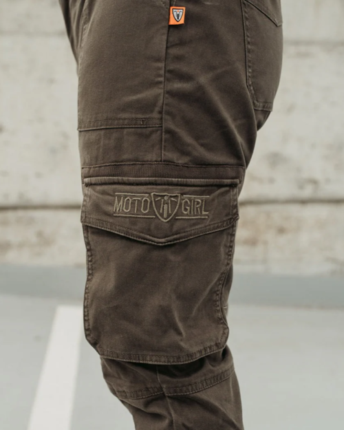 Motogirl Lara Cargo Kevlar Motorbroek Dames - Olive