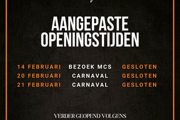 Aangepaste openingstijden Februari 2023